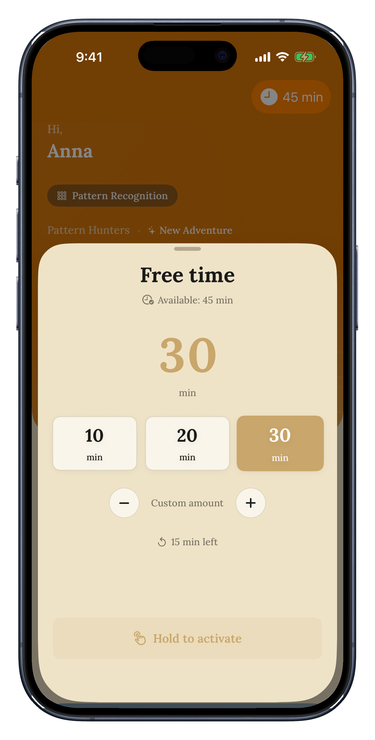 Activating earned screen time