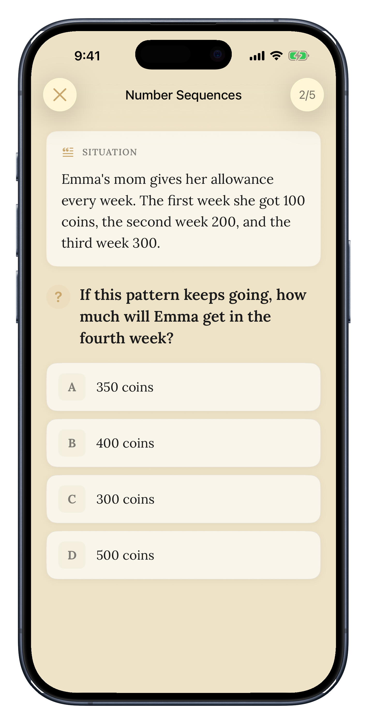 Number sequence task